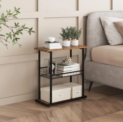 3-Tier Slim Side Table – Compact End Table for Sofa or Bedside